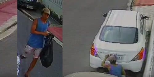 VÍDEO: Homem é flagrado furtando lacres de placas de carros, em Manaus