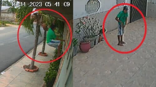 VÍDEO: Homem pula muro, mas desiste após não encontrar ‘brechas’ para furtar casa, em Manaus