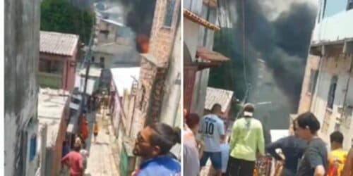 VÍDEO: Incêndio atinge casas e causa pânico no bairro Petrópolis, em Manaus