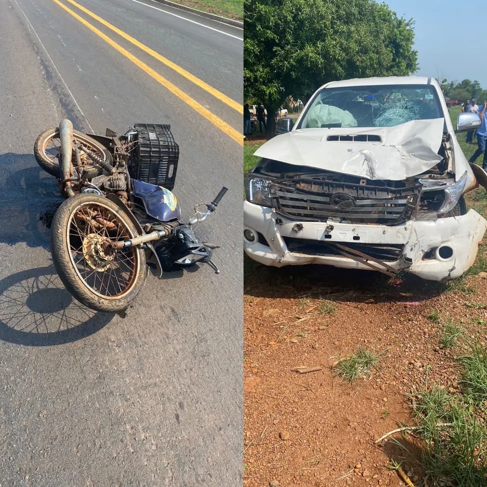 Homem morre após moto colidir com caminhonete na BR-153, no Tocantins