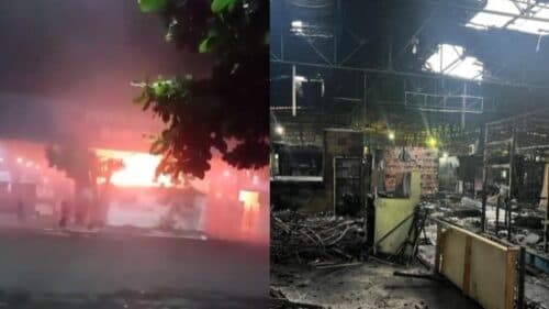 VÍDEOS: Fogo atinge 19 boxes de feira de Manaus e causa pânico em moradores da área