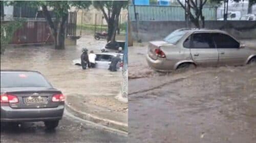 VÍDEOS: Temporal alaga ruas e deixa carros submersos em Manaus