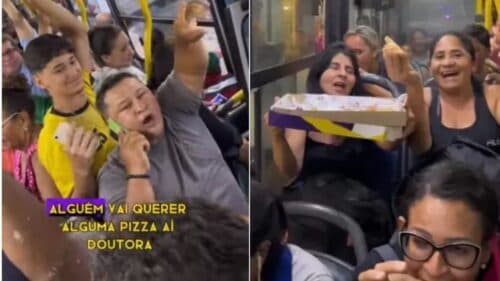 VÍDEO: Pizzaria de Maceió inova com ‘delivery no busão’ e viraliza na web