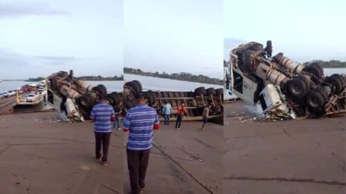 VÍDEO: Carreta perde o controle e tomba em Porto do Careiro da Várzea, no AM