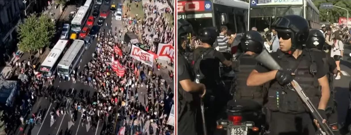 Manifestantes entram em confronto com a polícia na Argentina