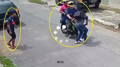 VÍDEO: Jovem tenta escapar de tentativa de assalto e acaba atropelado por moto, em Manaus