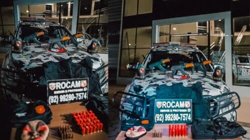 Polícia descobre arsenal e prende homem que tentava fugir pulando em telhado, em Manaus