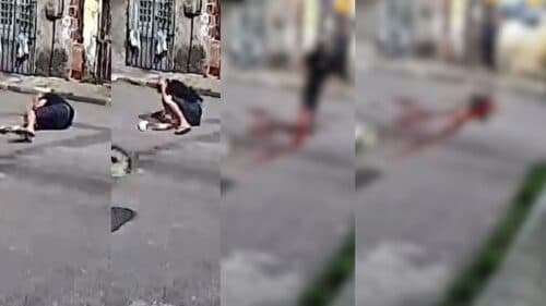 VÍDEO: adolescente atira contra homem no meio da rua e tenta fugir por buraco na parede, em Recife