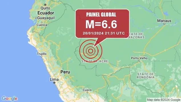 Maior terremoto da história do Brasil é registrado na Amazônia, com 6.6 graus