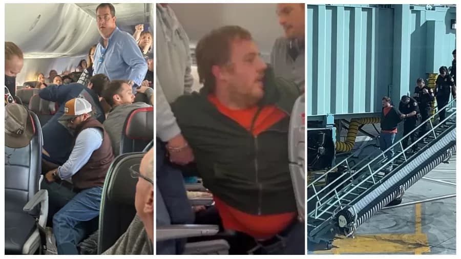VÍDEO: Homem tenta abrir porta de avião e é imobilizado com fita adesiva