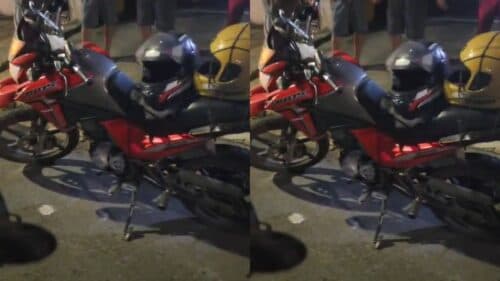 VÍDEOS: Motociclista por APP cai em ‘casinha’ e tem a moto roubada, no centro de Manaus