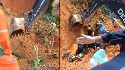 VÍDEOS: Deslizamento de barranco soterra dois homens, em Manaus