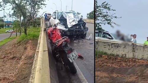 VÍDEO: Carro na contramão colide frontalmente com moto; mototaxista morre e garupa fica ferida