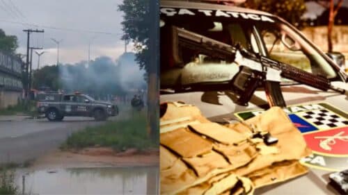 VÍDEO: Quarteto é preso com granada, fuzil e coletes balísticos, em Manaus