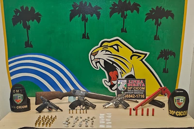 Armas de faccionados do CV são apreendidas pela 30ª Cicom, em Manaus