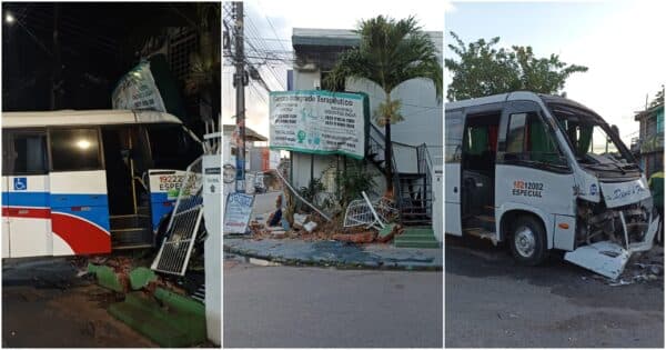 Micro-ônibus se chocam e invadem clínica odontológica em Manaus