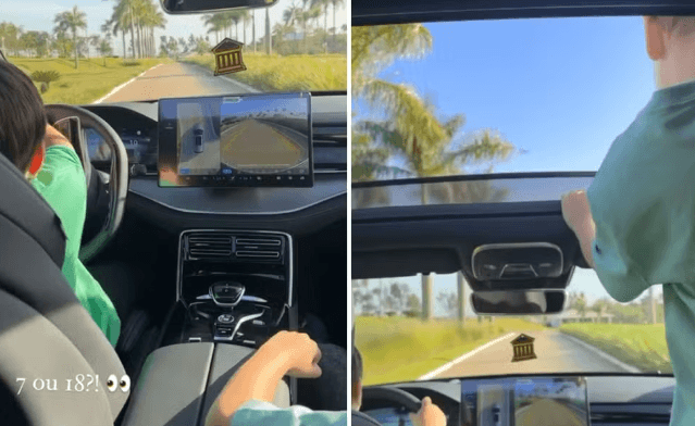 Andressa Suita causa polêmica ao mostrar filho de 7 anos dirigindo carro; vídeo