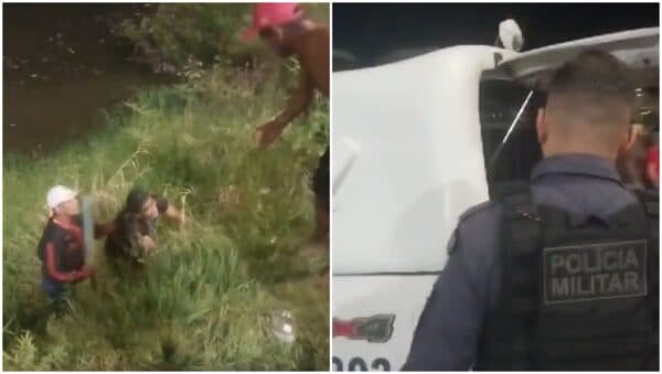 VÍDEO: Bandido pula em igarapé para fugir de moradores após roubar celular em Manaus