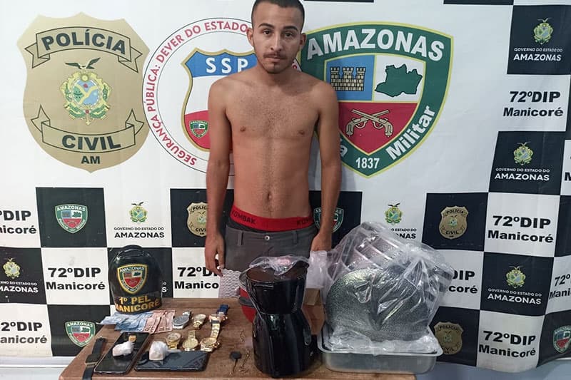Durante abordagem policial homem é preso com drogas em Manicoré