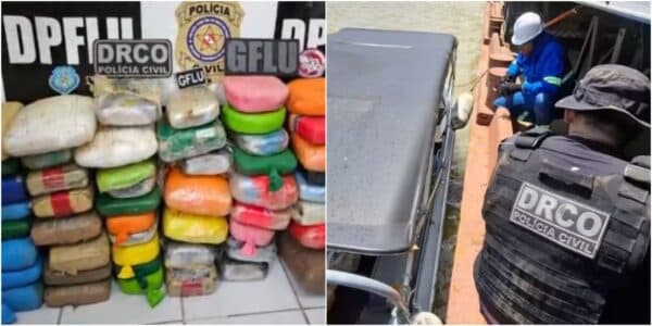Dupla é presa com 50 kg de drogas escondidos em embarcação na ilha de Cotijuba, em Belém
