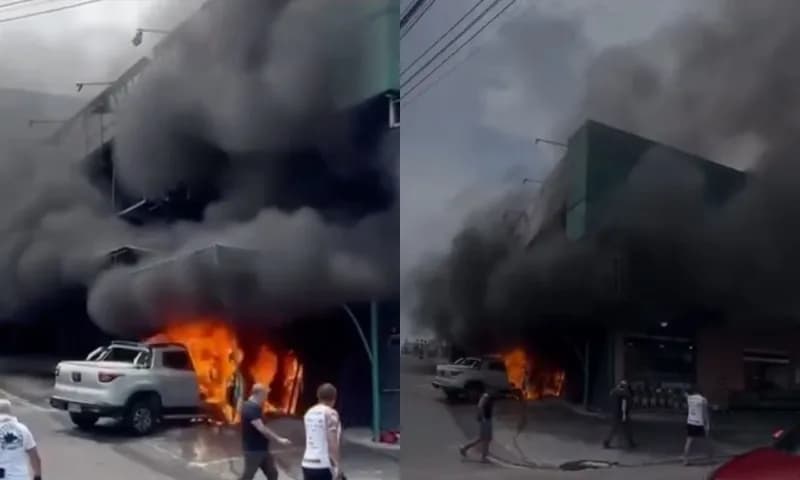 Vídeo: Carro é consumido pelas chamas no Parque 10