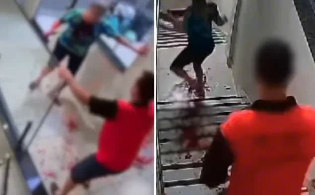 VÍDEO: mulher corre para pedir ajuda após ser esfaqueada no pescoço pelo marido