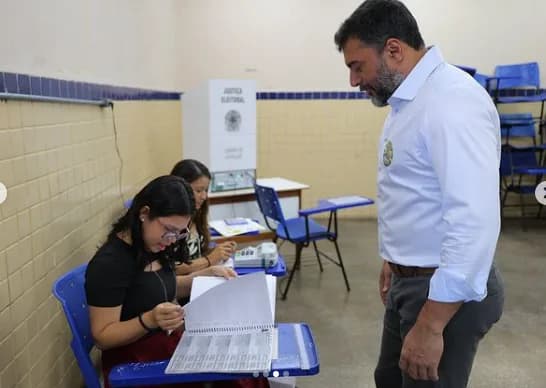 VÍDEO: Wilson Lima vota sem a presença de imprensa e apoiadores em escola na Zona Sul de Manaus