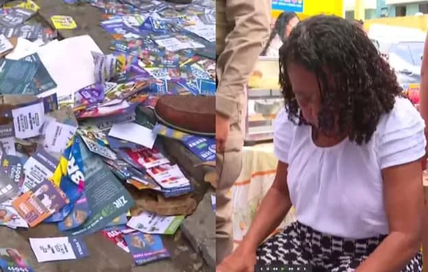 VÍDEO: eleitora cai em buraco escondido por santinhos em Salvador