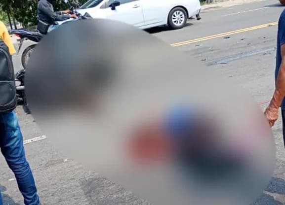 IMAGEM FORTE: motociclista morre em grave acidente no Distrito Industrial