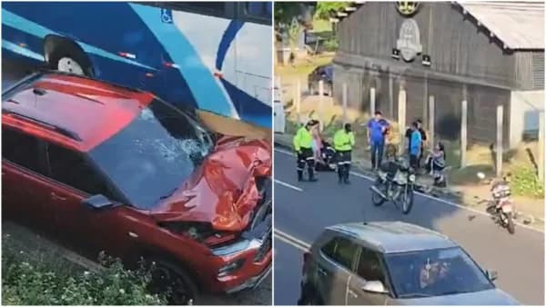 VÍDEO: Motociclista e passageira ficam feridos em grave acidente no Dom Pedro