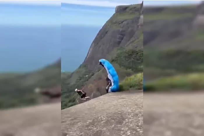 VÍDEO: Homem morre após cair ao tentar saltar da Pedra Bonita (RJ)