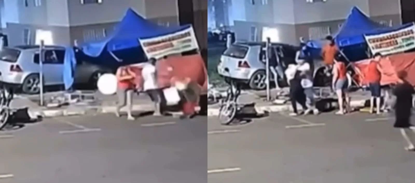 VÍDEO: Carro desgovernado atinge ponto de churrasco no DF