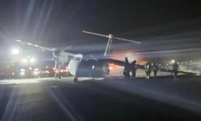 VÍDEO: Avião com 77 passageiros pega fogo ao fazer pouso de emergência, no Canadá