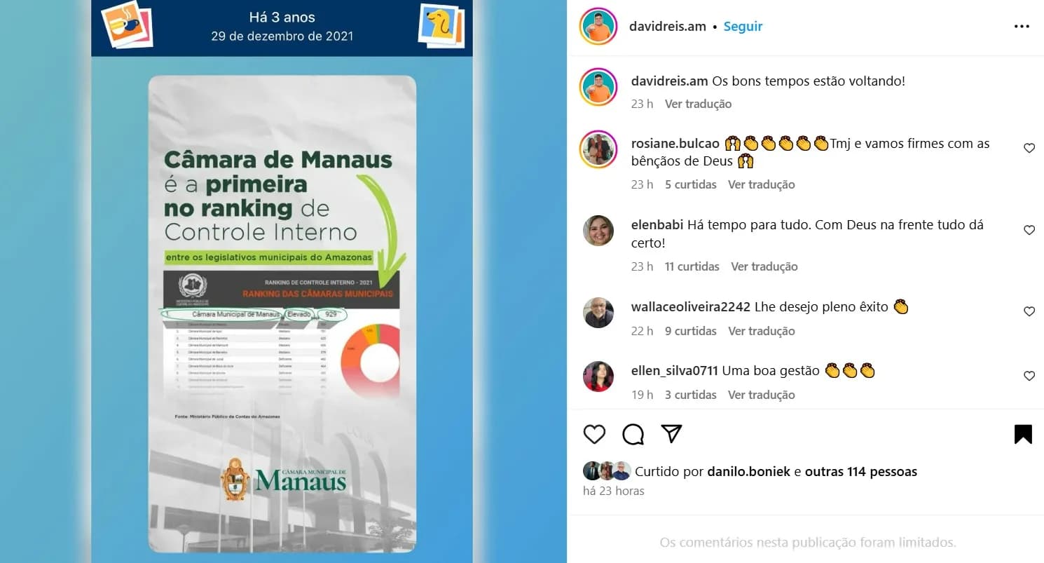 “Os bons tempos estão voltando”: David Reis dá cutucada em vereador que não se reelegeu