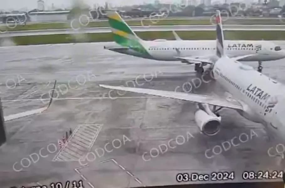 “Barbeiragem”: Aviões colidem durante taxiamento em Congonhas; veja vídeo