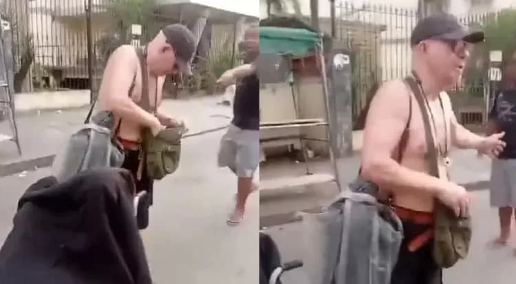 VÍDEO: No RJ, homem é flagrado carregando a mãe morta em cadeira de rodas