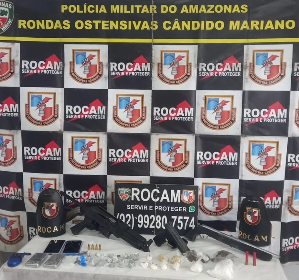 Trio é preso por crimes de tráfico de drogas e porte ilegal de arma de fogo em Iranduba
