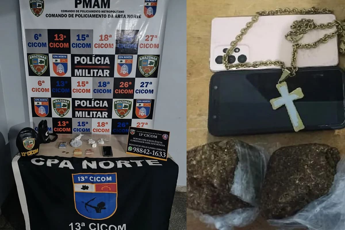 Dois homens, incluindo foragido da Justiça, são presos com drogas no Amazonas