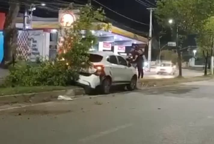 Motorista dorme ao volante e bate em árvore em avenida de Manaus
