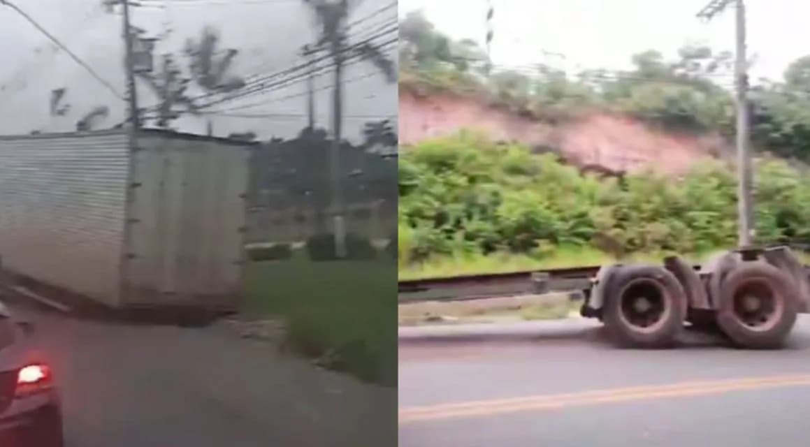 VÍDEO: “Pedaço” de carreta se desatraca em avenida de Manaus