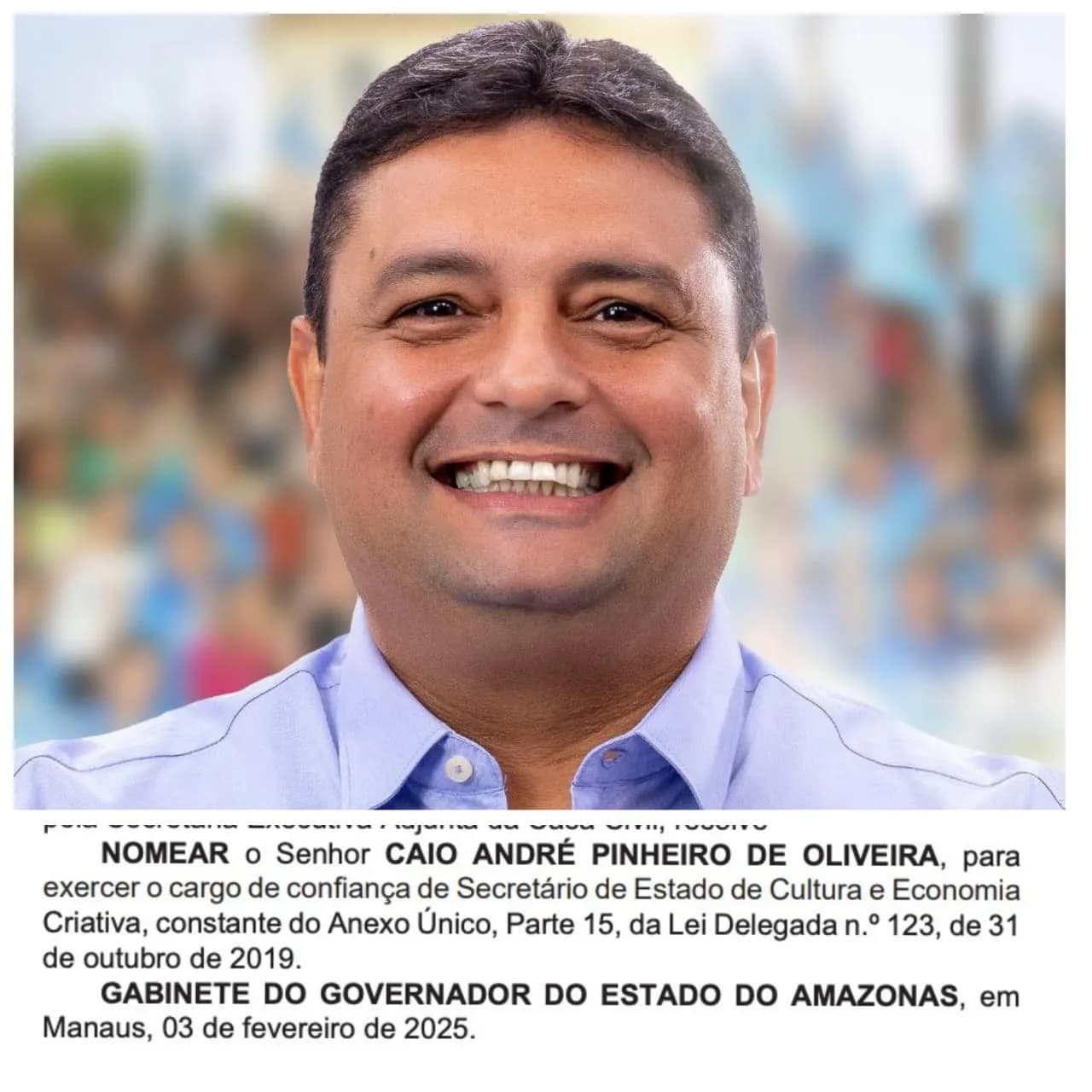 Diário Oficial confirma nomeação de Caio André como secretário da Cultura