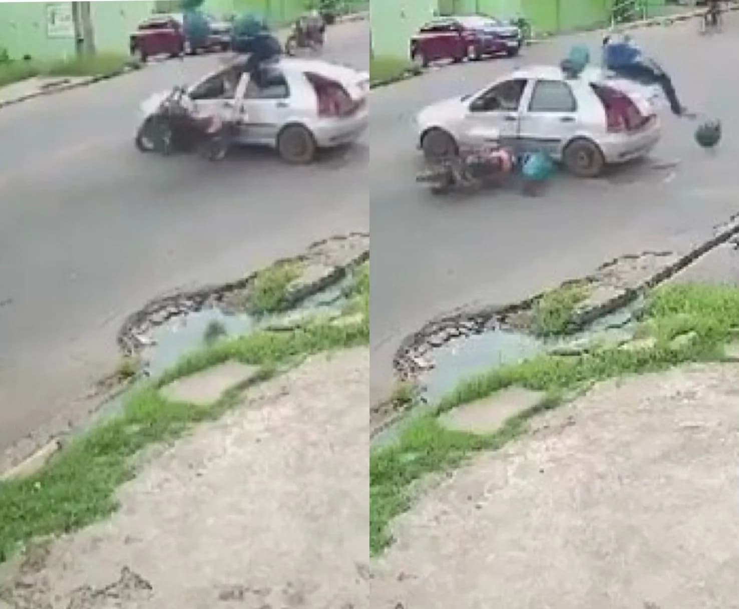 VÍDEO: Motociclista é arremessado junto com botijões de gás após batida em carro