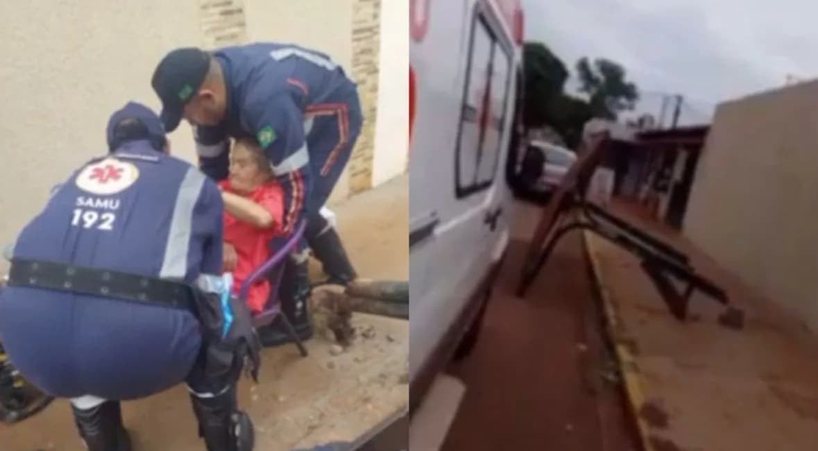 VÍDEO: Parada de ônibus desaba em cima de idosa de 67 anos no Mato Grosso do Sul