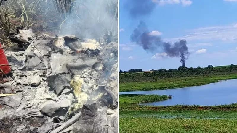 Avião de pequeno porte cai no interior de SP e deixa duas pessoas mortas