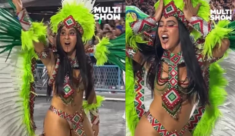 Isabelle Nogueira desfila novamente na Grande Rio na apresentação das Campeãs