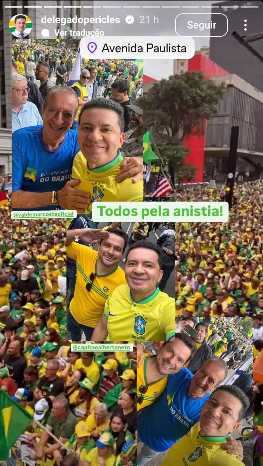 Delegado Péricles em ato a favor da anistia, na avenida Paulista - 6 de abril