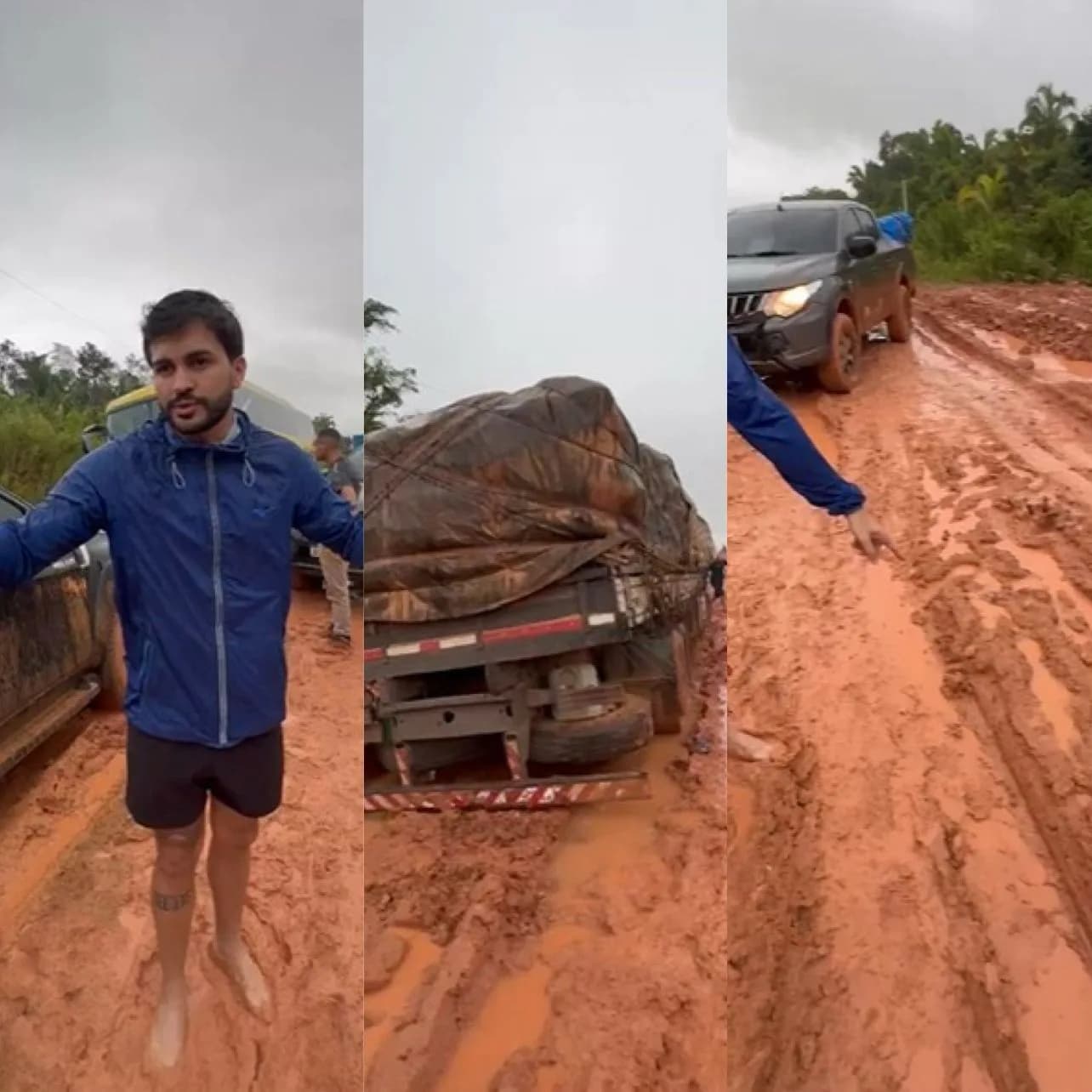 Vereador de Manaus registra atoleiro na BR-319 impossibilitando remoção de um cadáver