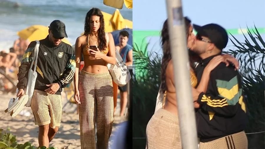 Alane Dias surge aos beijos com filho de Preta Gil em praia do Rio de Janeiro