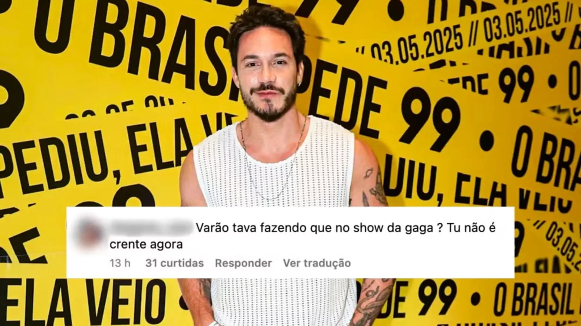 Declarado cristão recentemente, Eliezer é criticado após ir a show de Lady Gaga: “Tu não é crente agora?”