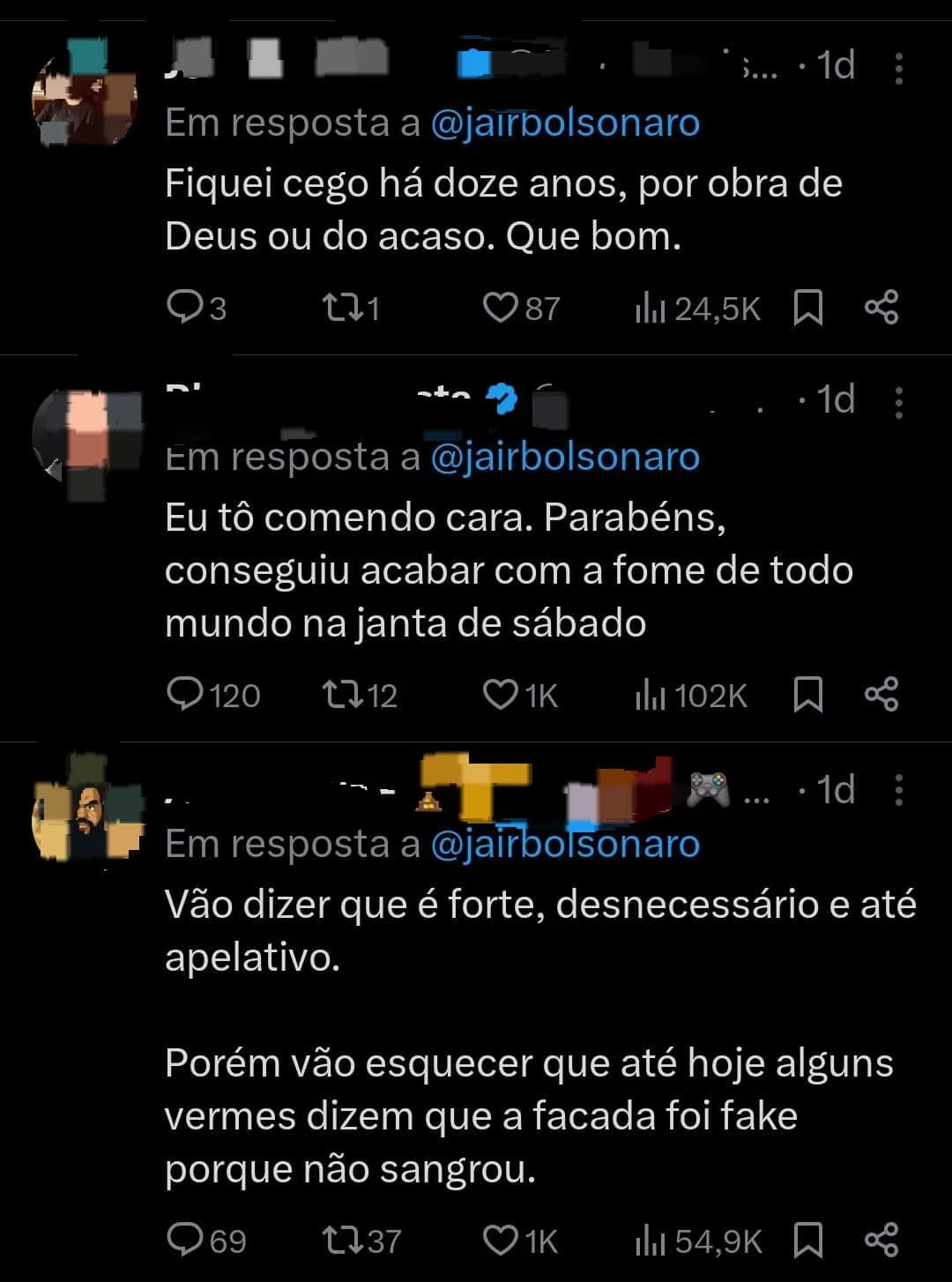 IMAGEM FORTE: Bolsonaro posta foto de intestino exposto e choca web